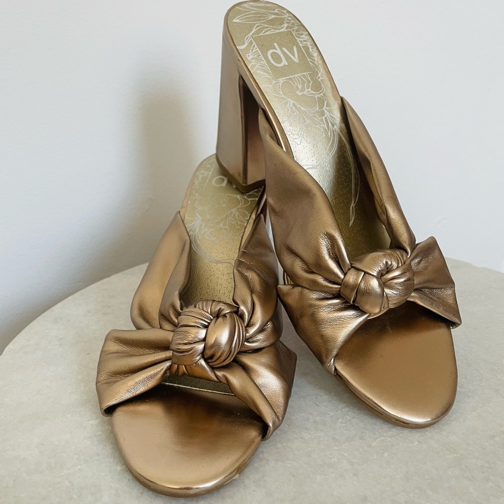 Metallic Dolce Vita Block Heels Rose Gold Peep Toe